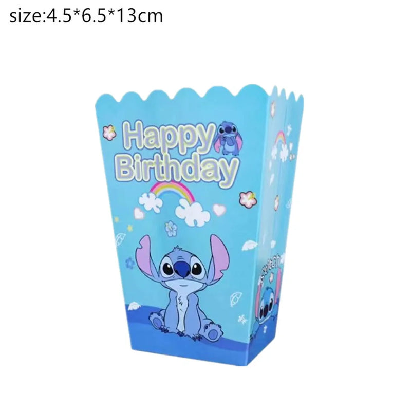 6/12/18/24Pack Lilo&Stitch Party Popcorn Box Baby Bath Party Biscuit Box Stitch Theme Party Birthday Food Box