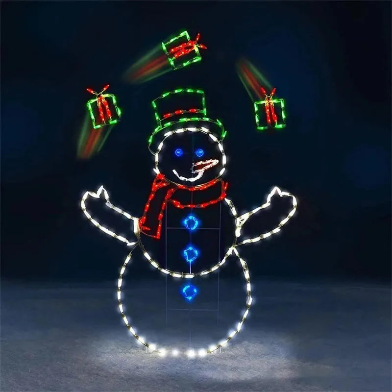 Christmas Decorative Lights String Wrought Iron Luminous Snowman Christmas Tree Decorations Outdoor Garden Decorative Signs