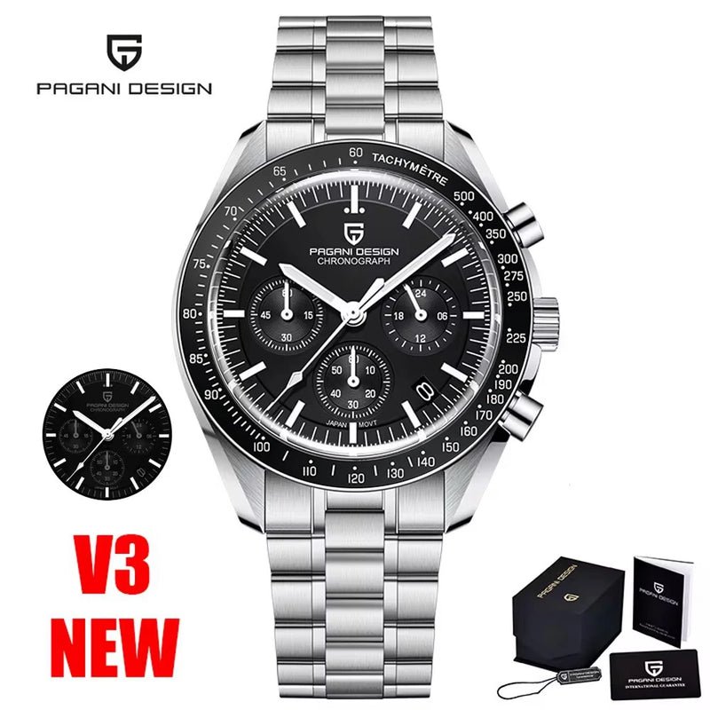 PAGANI DESIGN 2024 New V5 Moon Mens Watches Quartz Watch For Men Chronograph Sapphire Mirror Waterproof Clock Gift Reloj Hombre