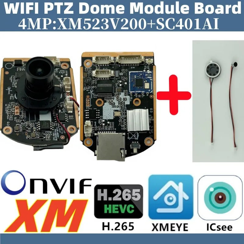 WIFI PTZ Audio 4/3MP IP Camera Module Board M12 Lens IRCut XM530AI+SC401AI Wireless For Speed Dome Icsee XMeye CMS onvif P2P