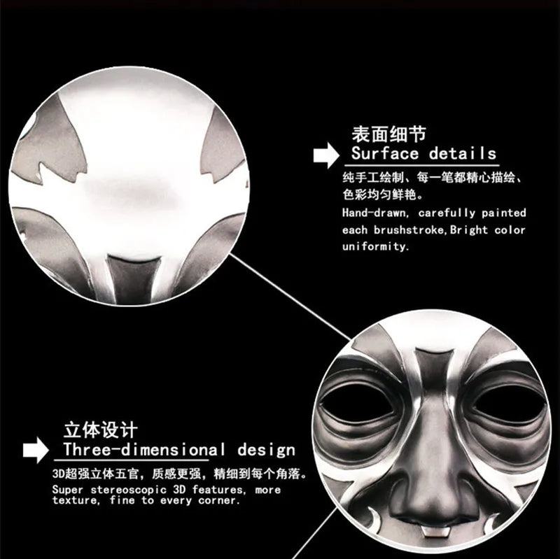 3D Death Eater Mask Scary Halloween Party Mask Masquerade Party Costume Horror Cosplay Resin Props, Adjustable Size