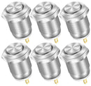 6pcs 12mm Momentary Push Button Switch 12V Waterproof Power Pushbutton Small Round Chrome Stainless Metal 2pin N/O