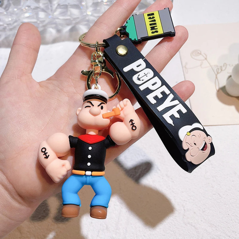 Anime Popeye Sailor Keychain Cartoon Figure Popeye Doll Pendant Key Chain Bag Car Keyring llaveros Jewelry Friends Gifts
