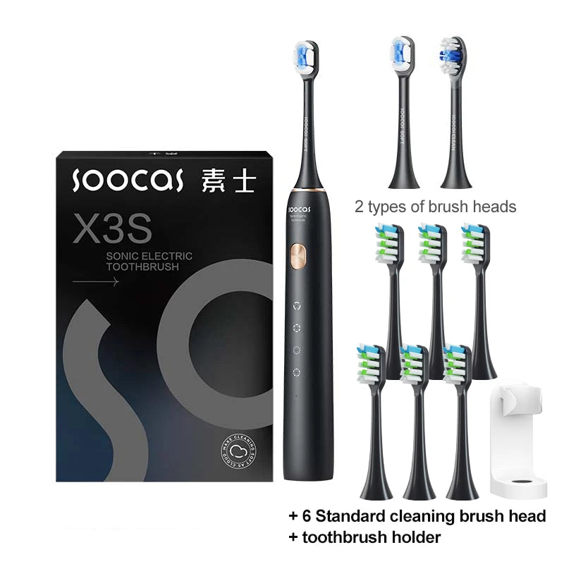 SOOCAS X3S Adult Sonic Electric Smart Toothbrush IPX8 Waterproof 180 Days Battery Life Ultrasonic Soft Cloud Toothbrush Heads