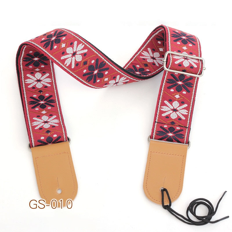 Embroidered Guitar Strap National Style Shoulder Strap Ribbon Musical Instrument Strap Guitar Strap Instrument Guitar Part