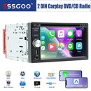 ESSGOO 2 DIN 6.2inch Car Stereo CD DVD AM FM RDS USB Bluetooth TF AUX Carplay Android Auto Head Unit Touch Screen Radio Camera