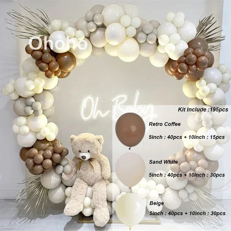 Beige Blue Balloons Garland Arch Kit Kids Boy One 1st Birthday Balloon Set Baby Shower Decoration Baptism Party Wedding