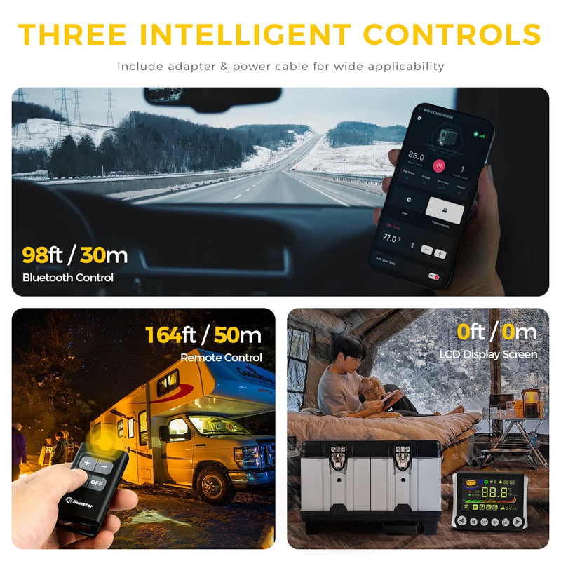 8KW 12V&24V&110-240V toolbox diesel Parking air heater with Turbo Heat Mode&Ultra-Low Noise Night&Bluetooth For Car RV Campervan