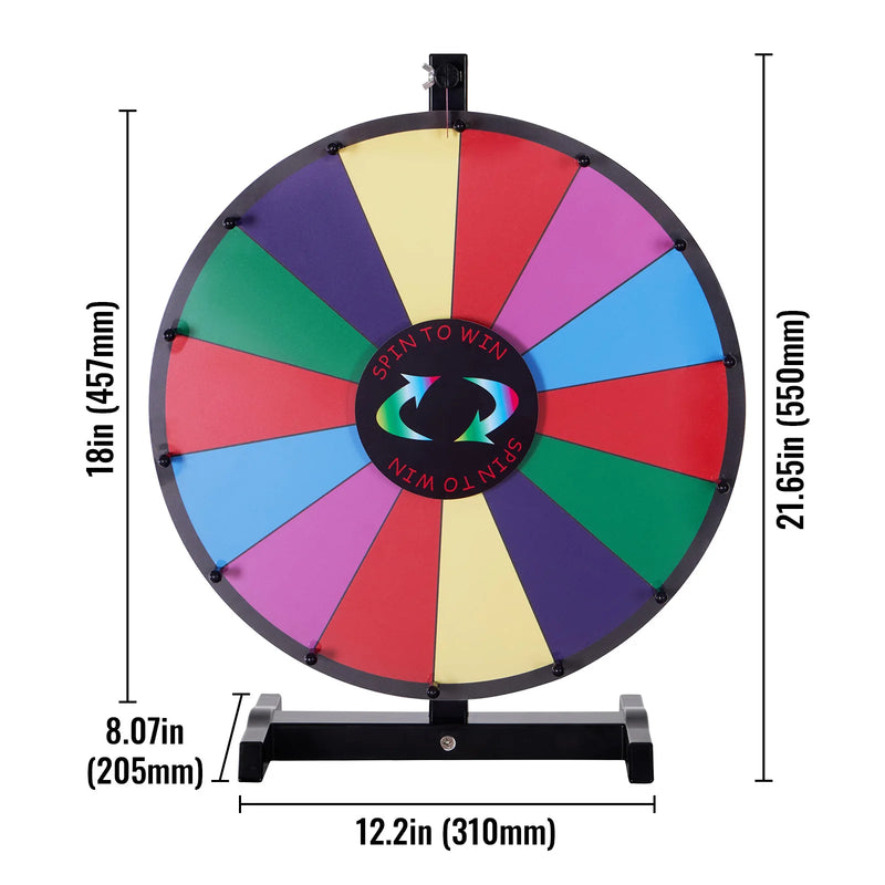 SucceBuy 18/24/36 inch Spinning Prize Wheel 14 Slots Spinning Wheel Tabletop/Floor Standing Win Fortune Spin Games for Party Pub
