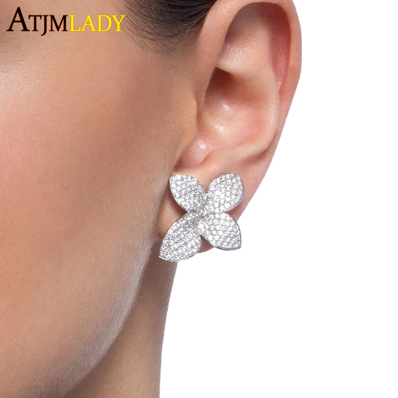 Shiny Marquise Leaf Cubic Zirconia CZ Paved Delicate Stud Earrings for Women Wedding Party Assorted Styles Jewelry Pendanties