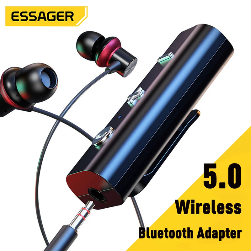 Essager Bluetooth Adapter 5.0 Wireless Bluetooth Receiver For 3.5mm Jack Earphone Aux Bluetooth Transmitter Audio For Headphone