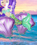 3PCS Purple Mermaid Princess Balloon Set Aluminum Film Shell Balloon Under The Sea Mermaid Baby Shower Wedding Decoration