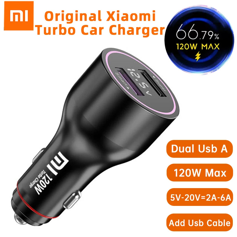 Xiaomi Mi Car Charger Original Dual Usb A Turbo Charge Cargador 120w 90w Xiao Mi Hyper Fast Charge Cable 14 Ultra 13 T Redmi K70