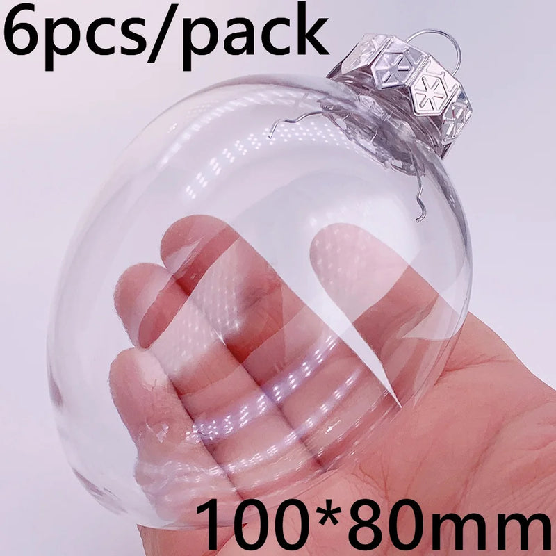 6 Pieces x DIY Shatterproof Transparent Home Christmas Decoration Bauble Ornament 80mm Plastic Window Opening Ball