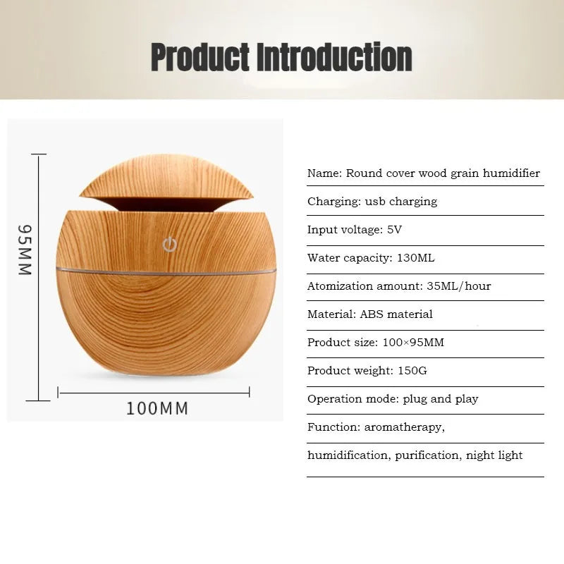 2024 New Woodgrain Vase Humidifier USB Car Office Home Color Night Light Super Silent Humidifier Holiday Gift for Friends