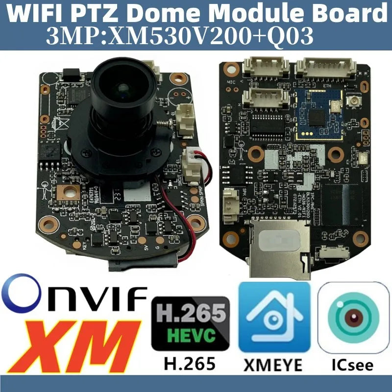 WIFI PTZ Audio 4/3MP IP Camera Module Board M12 Lens IRCut XM530AI+SC401AI Wireless For Speed Dome Icsee XMeye CMS onvif P2P