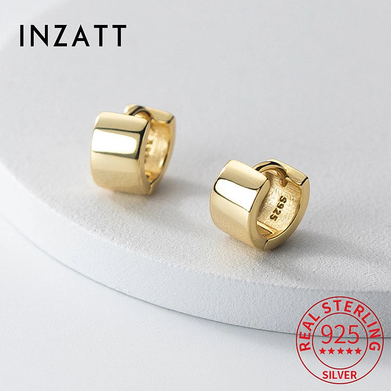 INZATT Real 925 Sterling Silver 5mm Wide Surface Hoop Earrings for Women Classic Fine Jewelry Minimalist Accessories