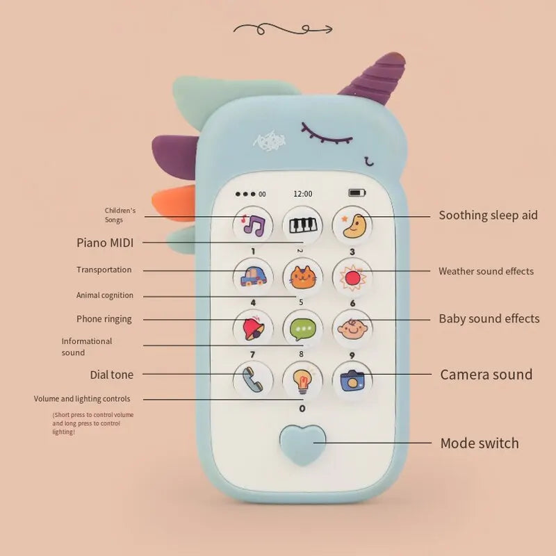 Baby Phone Toy Music Sound Telephone Sleeping Toys with Teether Simulation Toys Phone Infant Early Educational Toy Kids Gifts