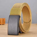Men's Belt Automatic Metal Buckle Imitation Nylon Webbing Outdoor Work Belt Toothless Automatic Buckle Casual Sports Canvas Belt