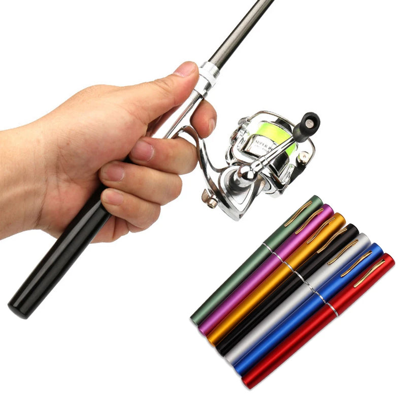 1M/1.4M/1.6M Mini Pocket Pen Shape Aluminum Alloy Fishing Rod Portable Baitcasting Rods Pole + Fishing Reel Set Combos Pesca