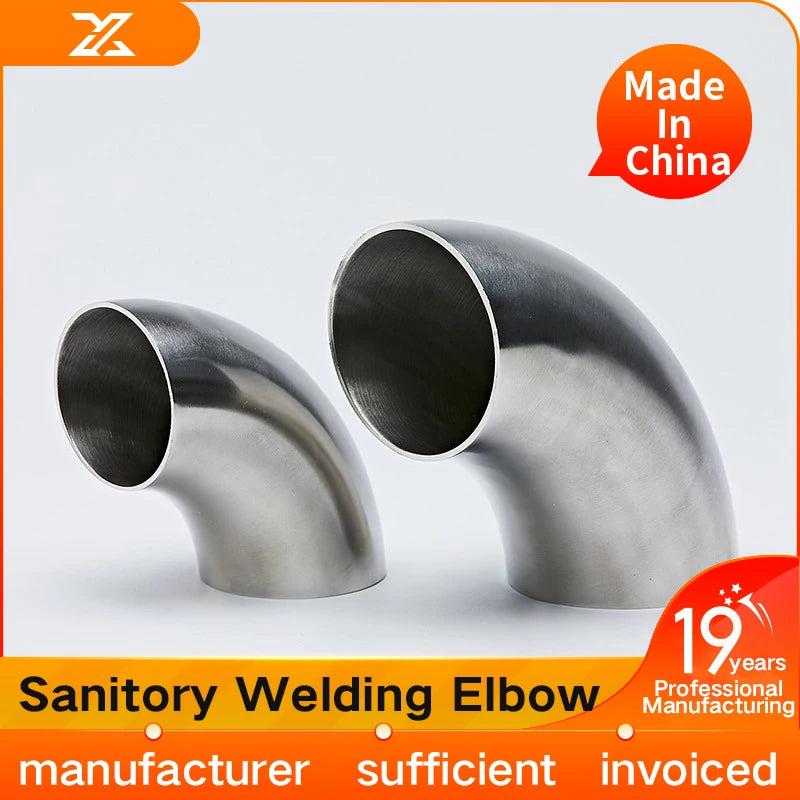 Sanitary elbow 304 stainless steel 90 degree internal and external mirror polishing stamping bright welded pipe fittings elbow