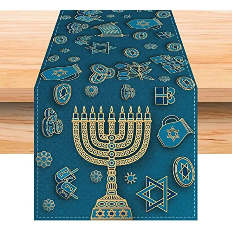Passover Easter Table Runner Jewish Menorah Hanukkah Holiday Kitchen Coffe  Indoor Outdoor Home Party Decoration cloth