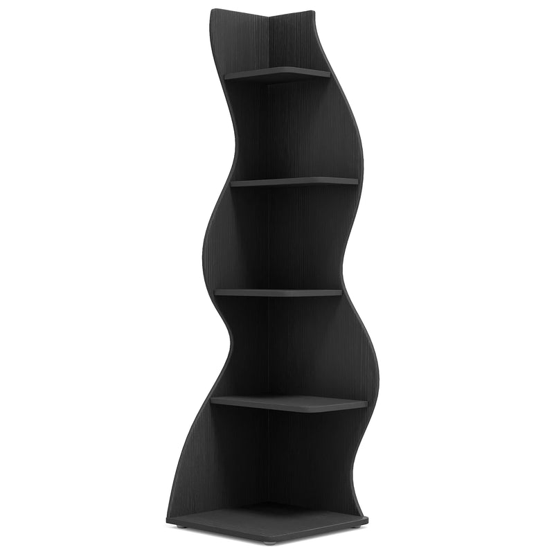 Tribesigns Corner Shelf, Modern 5-Tier Wall Corner Bookshelf, Stylish Corner Small Bookcase Storage Rack Plant Stand