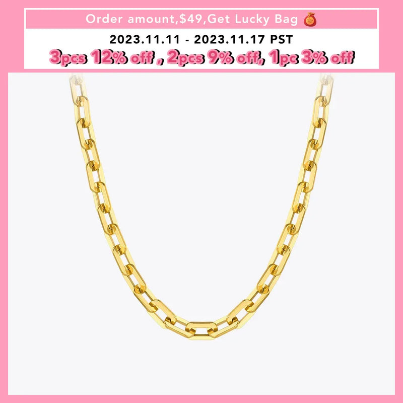 ENFASHION Punk Square Chain Necklaces For Women Gold Color Stainless Steel Goth Necklace Fashion Jewelry Christmas Collar P3159