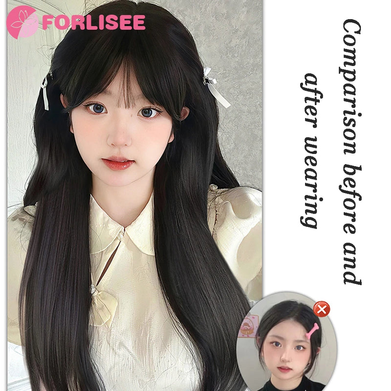 Synthetic Long Hair And Dropped Ear Rabbit Style Double Horsetail Girl Fluffy And Binding Hair Wig Piece Double Horsetail