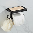 Antique Brass Toilet Paper Holder with Shelf, Aluminum Wall Mount Toilet Tissue Holder with Cell Phone Storage and Hook