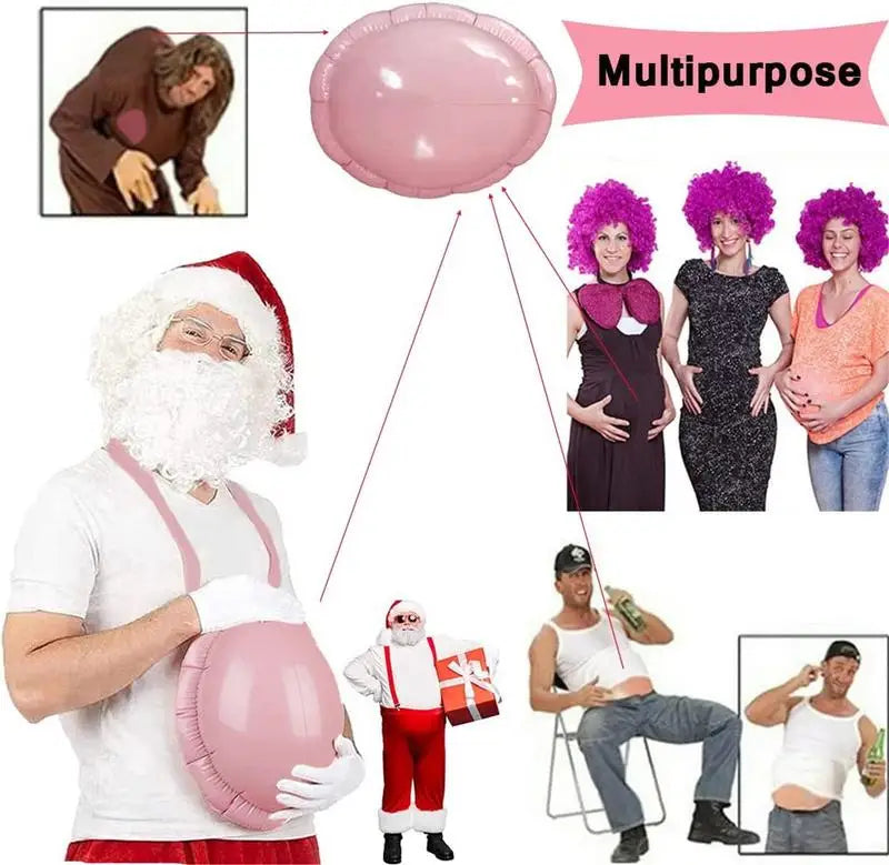 Fake Santa Claus Belly Fake Pregnant Belly Inflatable Belly Costume Christmas Play Playing Santa Halloween Cosplay Dress Party