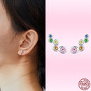 Bamoer Cute Romantic Fairy Elevs Exquisite Stud Earrings for Women Genuine 925 Sterling Silver Rainbow Ear Studs Luxury Jewelry