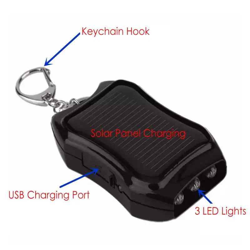 Solar Battery Charger With 3 LED Flashlight And Keychain Portable 1500amh Mobile Power Rechargeable Power Bank For Cellphone