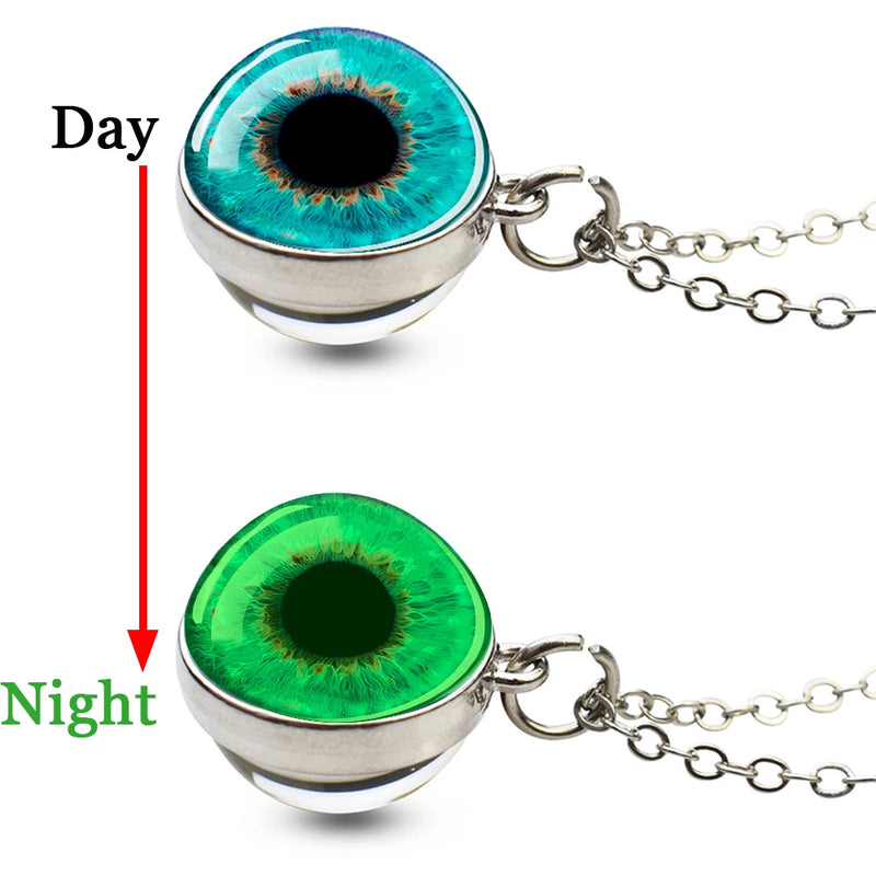 Evil Eye Necklace Charming Blue Violet Green Human Eye Necklaces for Men Women Glass Ball Pendant Chains Jewelry Halloween Gift