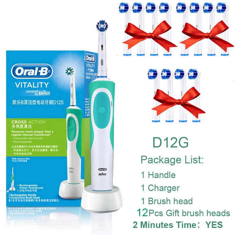 Oral B Electric Toothbrush Rotation Cleaning Oral 3D White Tooth Adult Vitality Tooth Brush Inductive Charging + Gift Brush Head