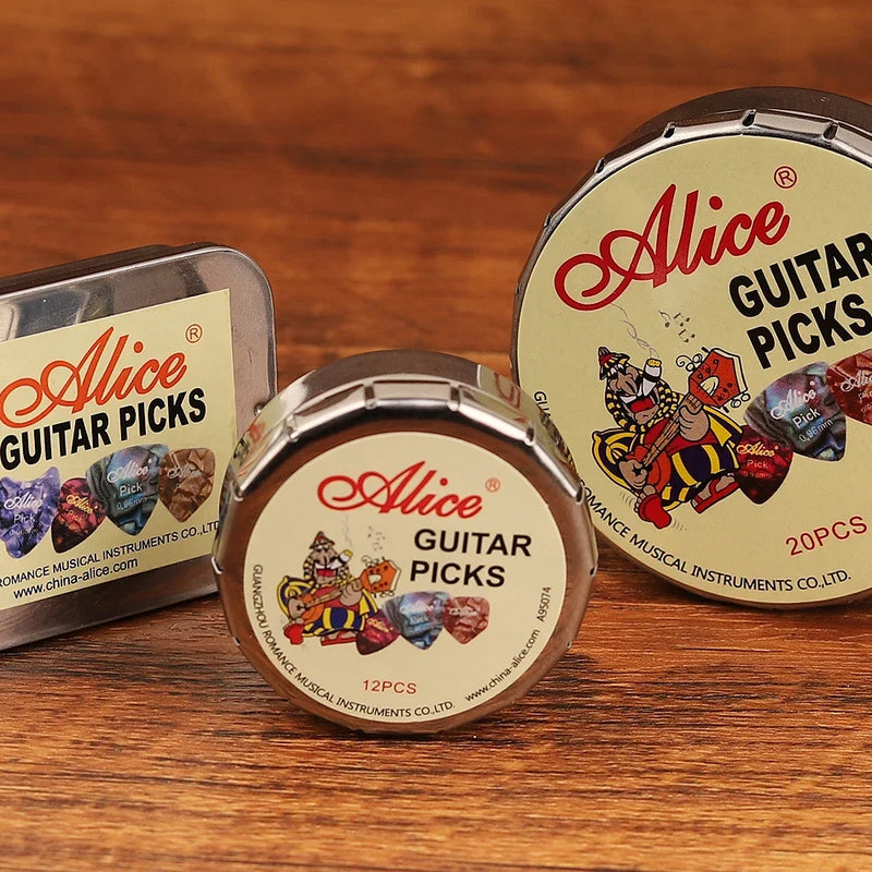 Alice 24/20/12 Pcs Acoustic Electric Guitar Picks Plectrums Celluloid with Metal Picks Collection Box Case