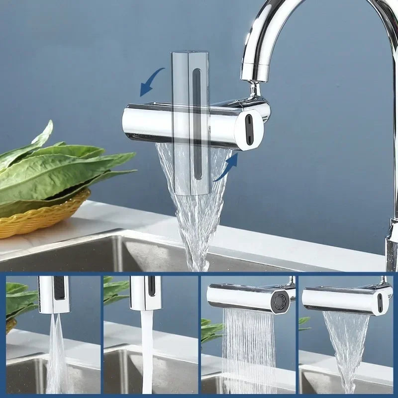 New 4 Modes Waterfall Kitchen Faucet Universal 720° Swivel Spout Sprayer Bathroom Basin Water Tap Extender Rainfall Sink Mixer