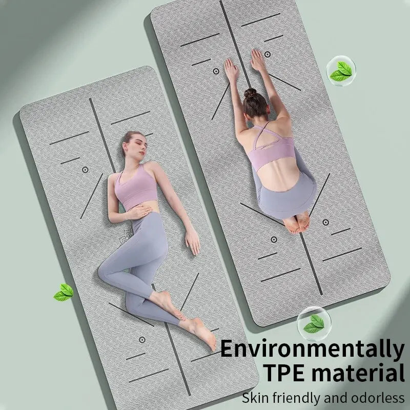 TPE Yoga Mat,Eco-friendly Non-Slip Exercise & Fitness Mat for Men&Women with Carrying Strap, Home Workout Mat for Yoga,Pilates
