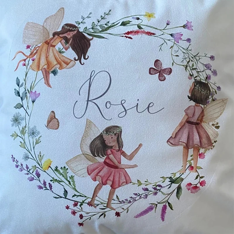 Personalised custom name gift bag toy Sack Fairy Woodland kid Girl Birthday party Baby Shower Christmas present Nursery Storage