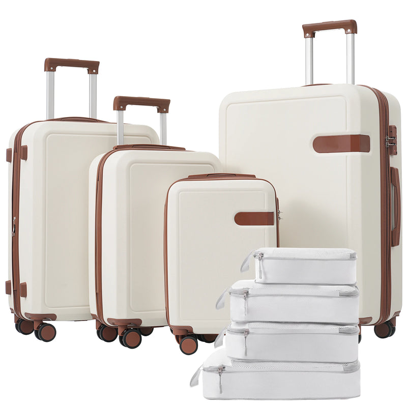 4 Piece Luggage Set with Compression Packing Cubes for Suitcase Expanable Spinner Wheels Lightweight Suitcase with TSA Lock