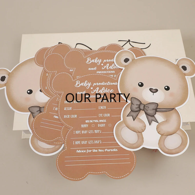 10 Sheets Gender Reveal Theme Predicitions Advice Game Card Cartoon Bear Voting Card for Baby Shower Birthday Party Decoration