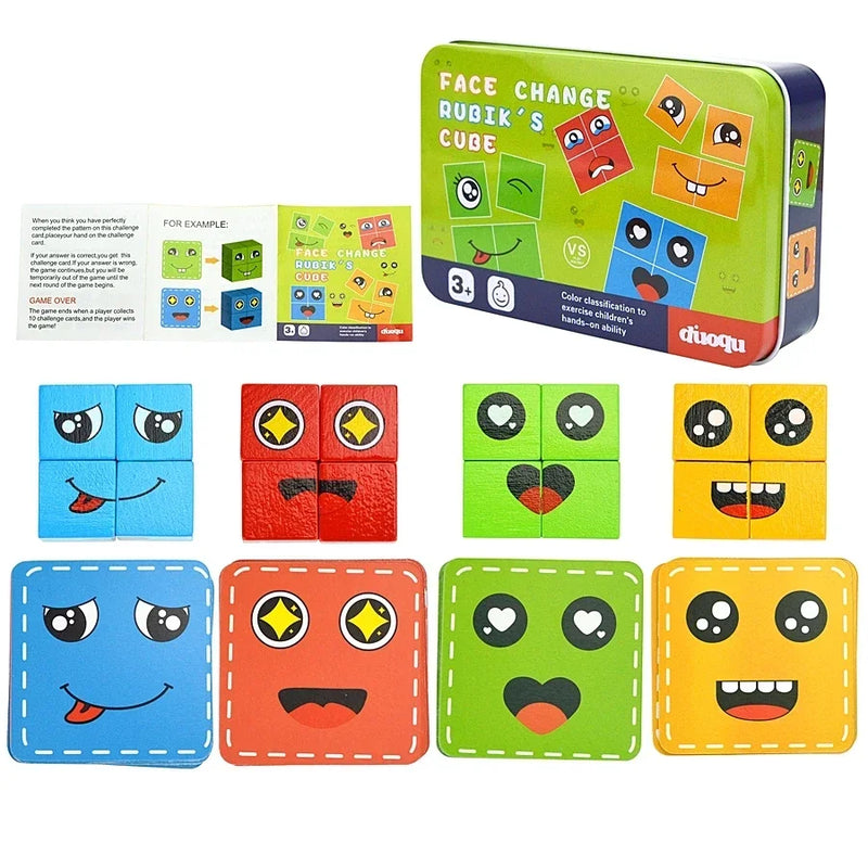 Kids Emotion Change Blocks Face Changing Expression Panel Parent Child Interactive Games Montessori Educational Toys Girls Boys