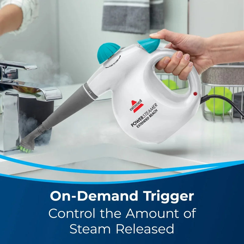 Extended Reach Handheld, Steamer Hard Surface Steam Cleaner, with Natural Sanitization Included to Remove Dirt, Grease, and More