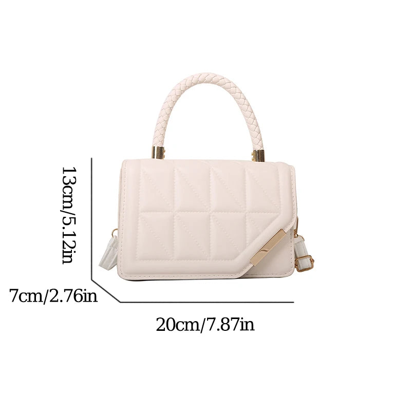 New Fashion Casual Solid Color PU Material Lingge Flip Women's Handbag Single Shoulder Bag For Commuting Daily Gift Bag