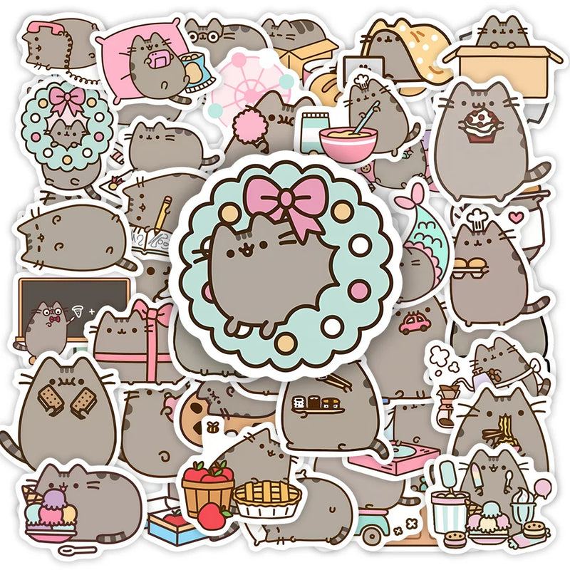 Cute Kawaii Chubby Cat Stickers Funny Kids DIY Toy Gift Graffiti Decal for Phone Luggage Laptop Bottles Scrapbook Waterproof