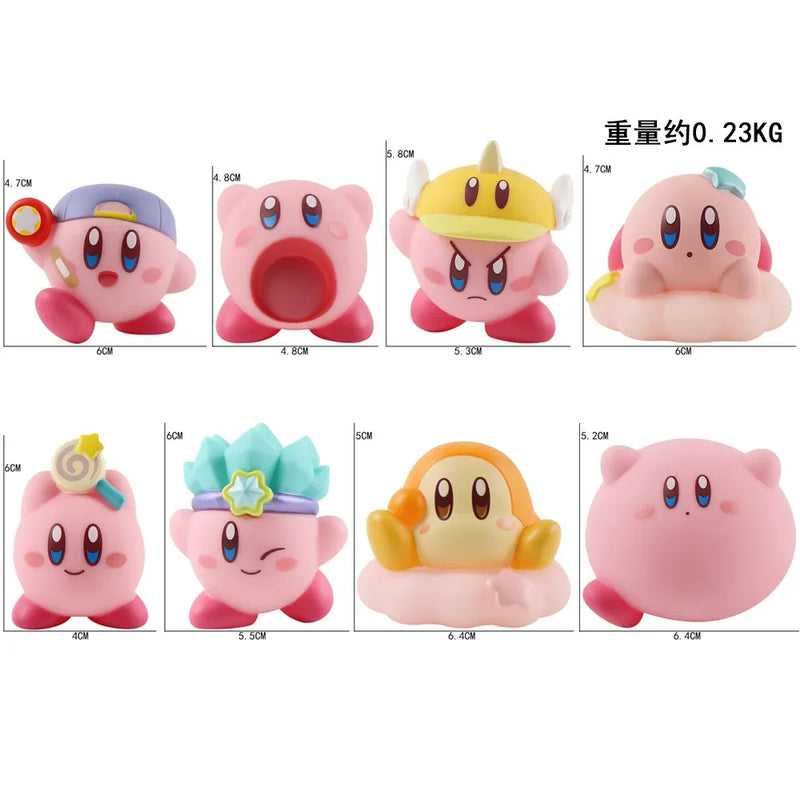 8pcs Anime Games Kirby Action Figures Toys Pink Cartoon Kawaii Kirby PVC Cute Figure Action Toy Christmas Gift for Children