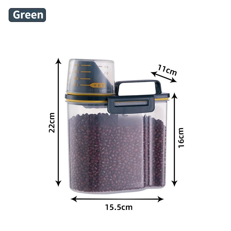 Dog Cat Food Pail Plastic Storage Tank with Measuring Cup Container Moisture-proof Sealed Jar Pet Supplies Accessories