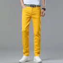 White Yellow Pink Red Fashion 5 Color Fashion Men's Stretch Jeans Slim Streetwear Korean Business Straight Casual Denim Trousers