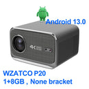 WZATCO P20 PLUS Android 13.0 Smart WiFi 6G 4K Full HD 1080P LCD LED Projector Auto Focus Video Home theater Proyectors with RJ45