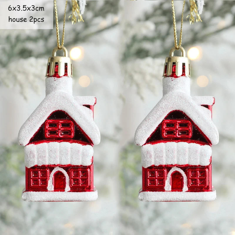 2pcs Christmas Decorations Santa Claus Snowman Ice Cream Christmas Tree Hanging Pendant Noel Natale Xmas Gift New Year Ornaments